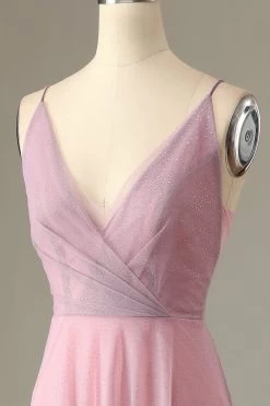 Une Ligne Spaghetti Straps Grey Pink Bridesmaid Dress -Zapaka ZPKYYZL075 Grey Pink 5