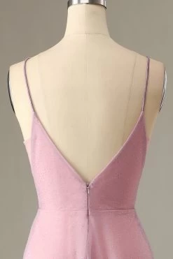 Une Ligne Spaghetti Straps Grey Pink Bridesmaid Dress -Zapaka ZPKYYZL075 Grey Pink 7