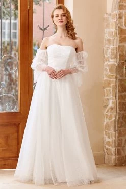 Tulle Blanc Off Shoulder Robe De Mariée